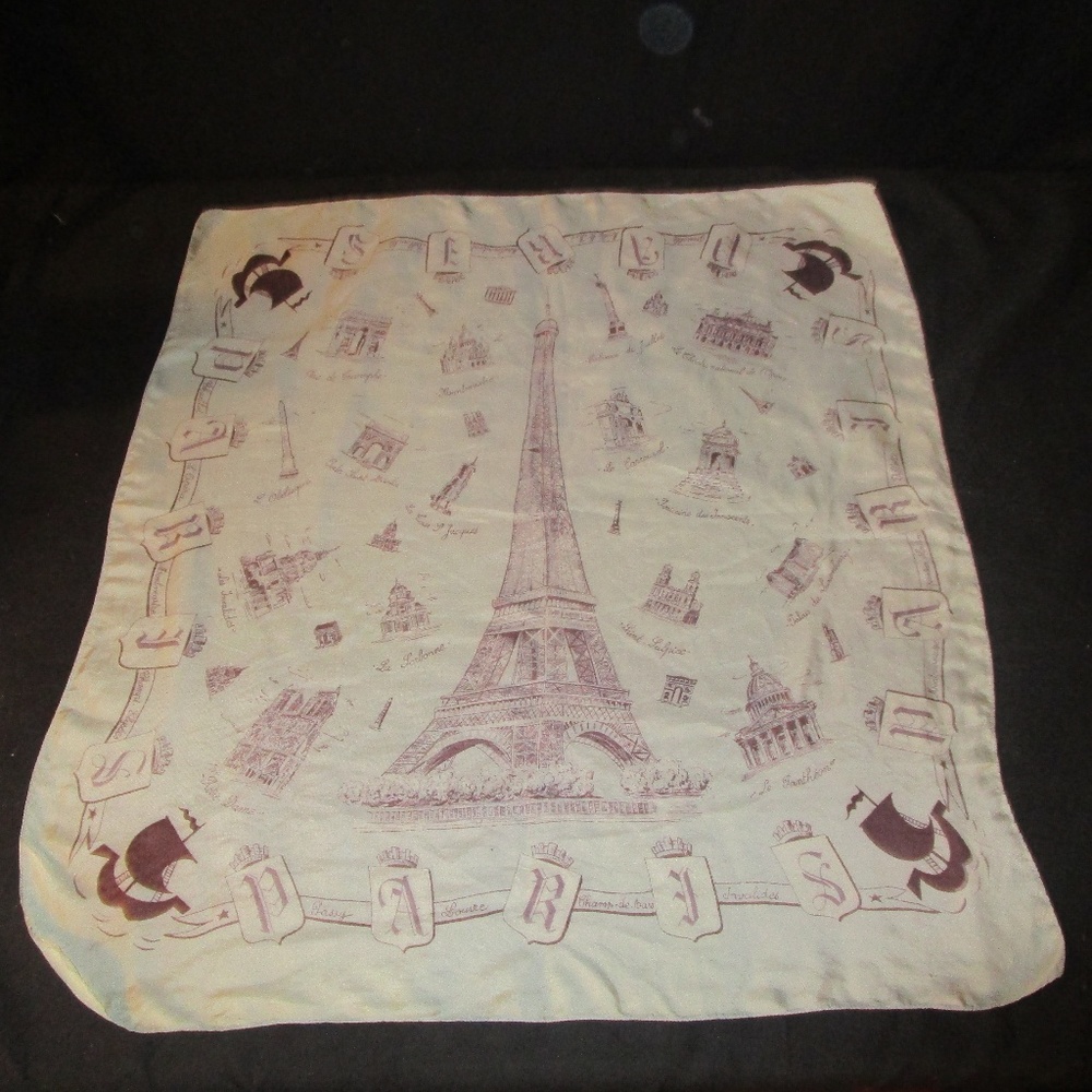 Vintage Souvenir Scarf from Paris France